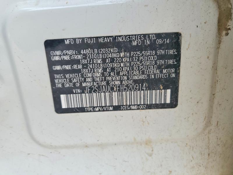 Aukcja sprzedaży 2015 Subaru Forester, vin: JF2SJAUCXFH520914, numer aukcji: 58113226