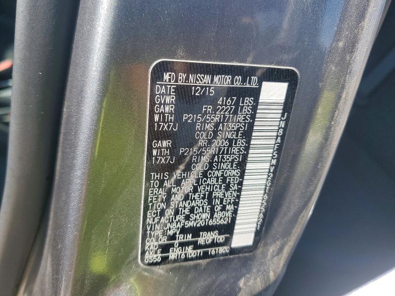 Продажа на аукционе авто 2016 Nissan Juke, vin: JN8AF5MV2GT655621, номер лота: 56450036
