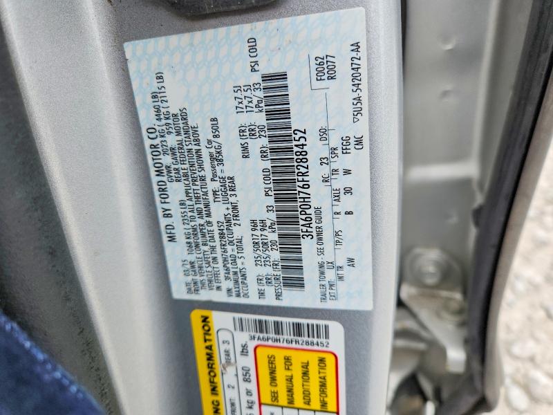Aukcja sprzedaży 2015 Ford Fusion, vin: 3FA6P0H76FR288452, numer aukcji: 57896086
