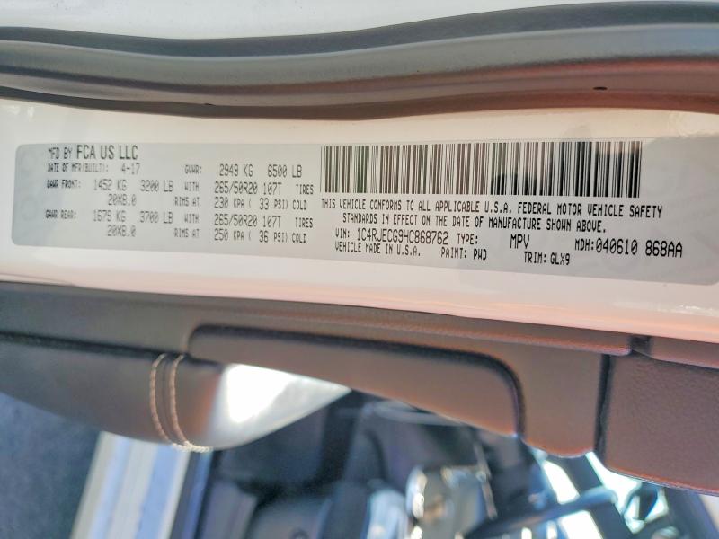58154846 :رقم المزاد ، 1C4RJECG9HC868762 vin ، 2017 Jeep Grand Cherokee مزاد بيع