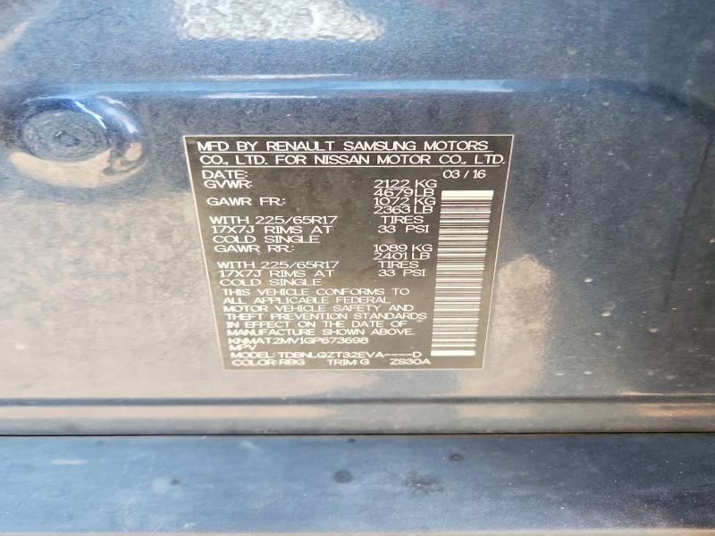 55245176 :رقم المزاد ، KNMAT2MV1GP673698 vin ، 2016 Nissan Rogue مزاد بيع