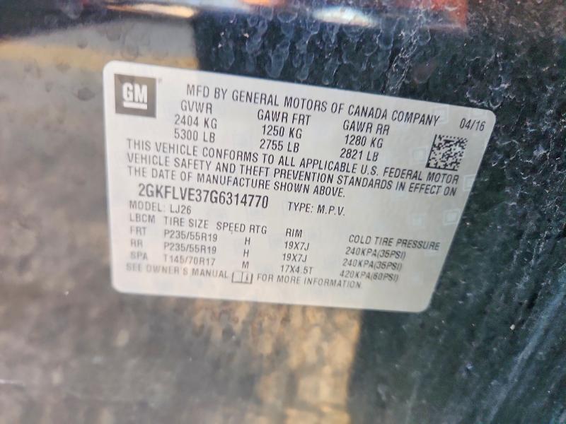 2016 Gmc Terrain მანქანა იყიდება აუქციონზე, vin: 2GKFLVE37G6314770, აუქციონის ნომერი: 58117546