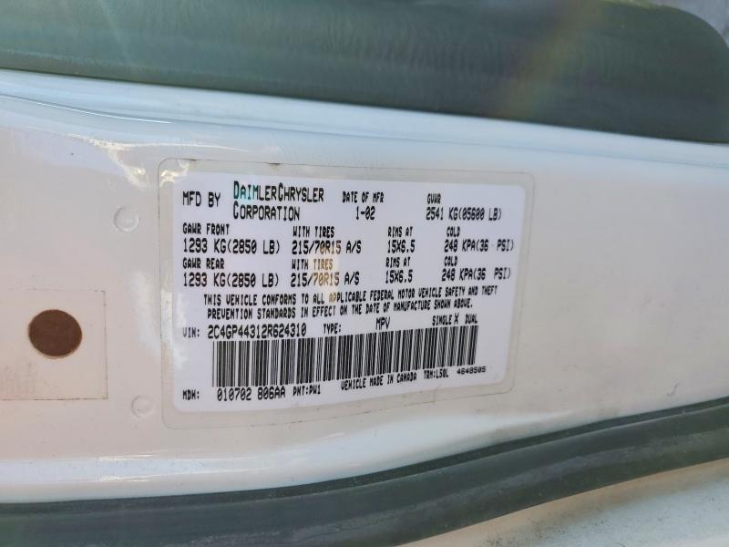 Продажа на аукционе авто 2002 Chrysler Town & Country, vin: 2C4GP44312R624310, номер лота: 58069366