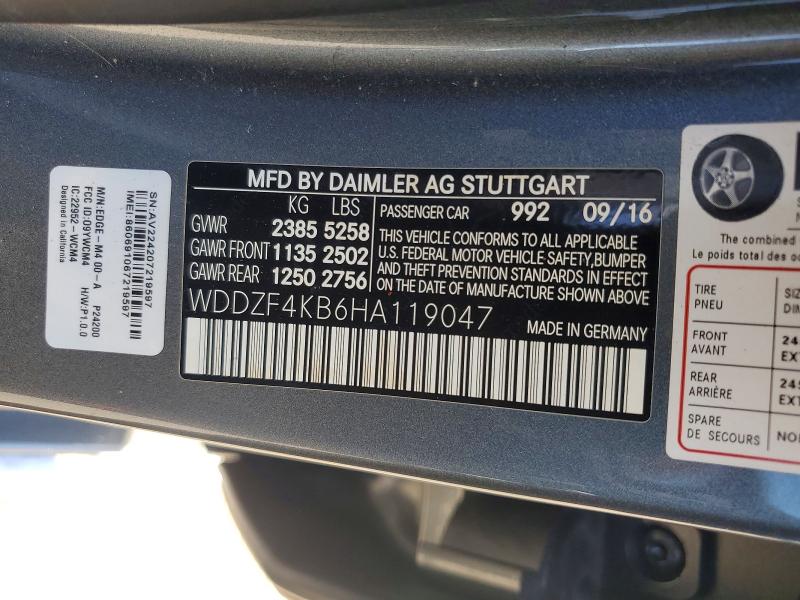 Продажа на аукционе авто 2017 Mercedes-benz E, vin: WDDZF4KB6HA119047, номер лота: 55445926