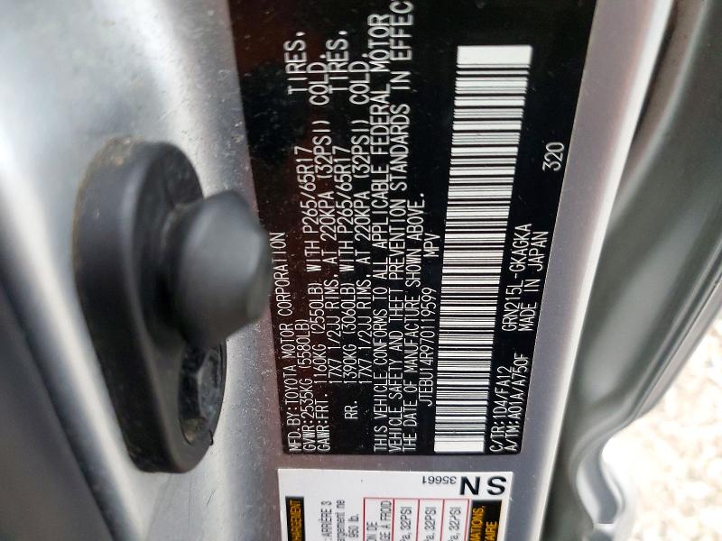 Продаж на аукціоні авто 2007 Toyota 4runner, vin: JTEBU14R970119599, номер лоту: 56103266