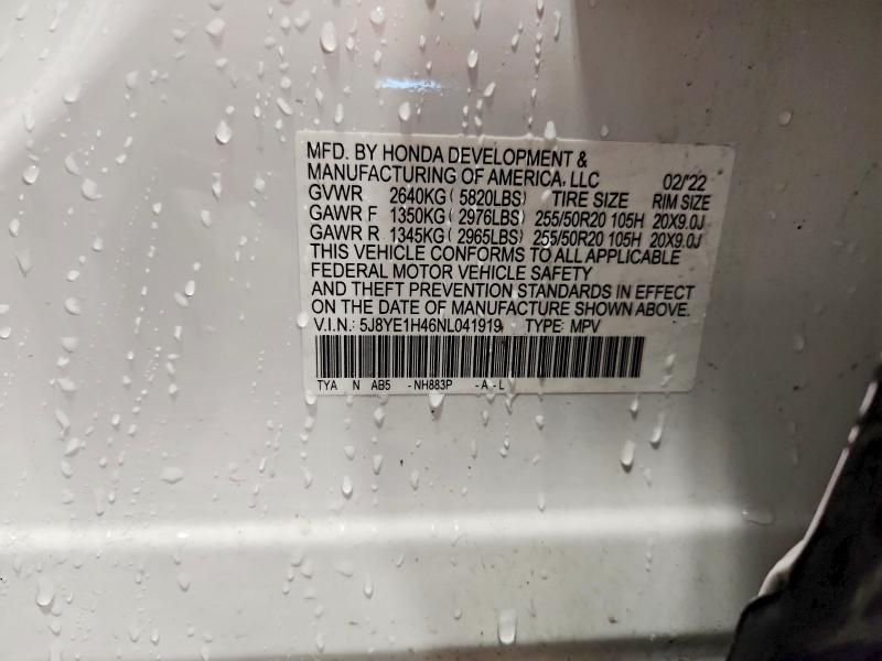Aukcja sprzedaży 2022 Acura Mdx, vin: 5J8YE1H46NL041919, numer aukcji: 55043906