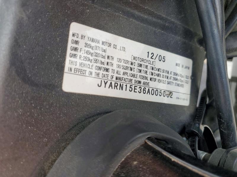 Aukcja sprzedaży 2006 Yamaha Yzfr1, vin: JYARN15E36A005002, numer aukcji: 56993566