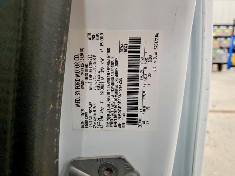 55815946 :رقم المزاد ، NM0GE9F25N1514258 vin ، 2022 Ford Transit Connect مزاد بيع
