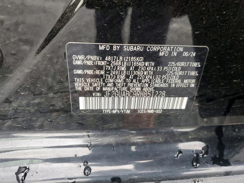 Продажа на аукционе авто 2024 Subaru Crosstrek, vin: JF2GUABC9RH851228, номер лота: 55995526