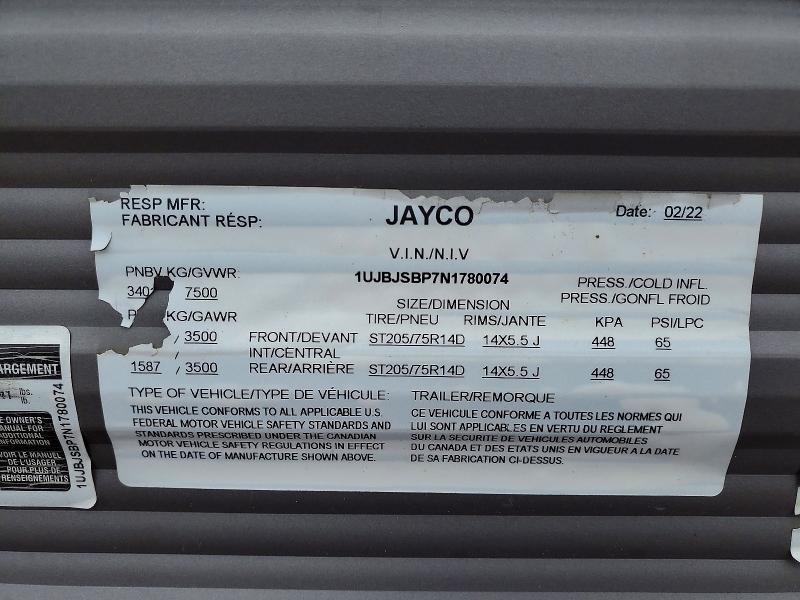 Продажа на аукционе авто 2022 Jayco Jay Flight, vin: 1UJBJSBP7N1780074, номер лота: 58819106