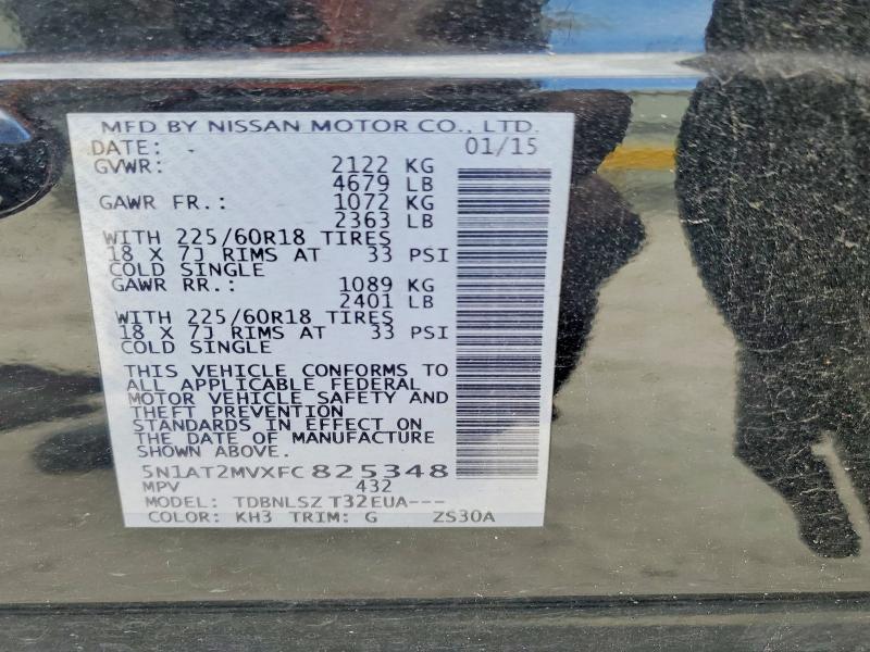 56647596 :رقم المزاد ، 5N1AT2MVXFC825348 vin ، 2015 Nissan Rogue مزاد بيع