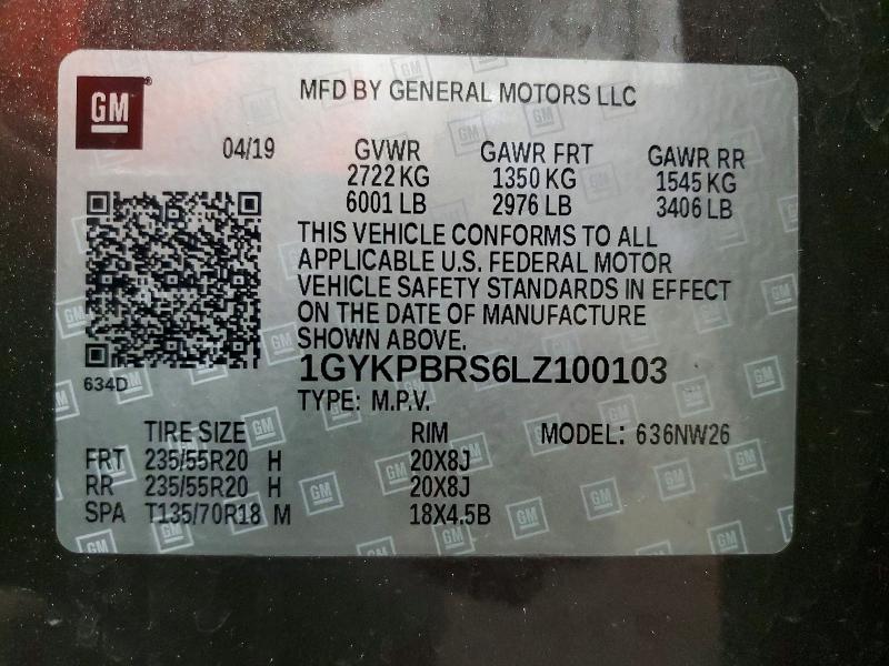 Aukcja sprzedaży 2020 Cadillac Xt6, vin: 1GYKPBRS6LZ100103, numer aukcji: 55630926