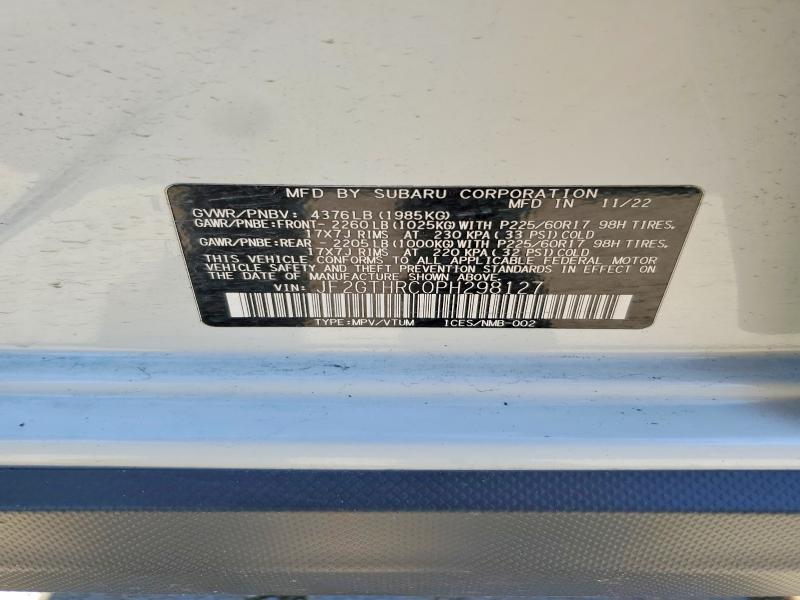 58456026 :رقم المزاد ، JF2GTHRC0PH298127 vin ، 2023 Subaru Crosstrek مزاد بيع