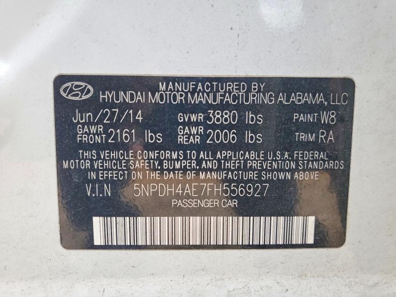 58267216 :رقم المزاد ، 5NPDH4AE7FH556927 vin ، 2015 Hyundai Elantra مزاد بيع