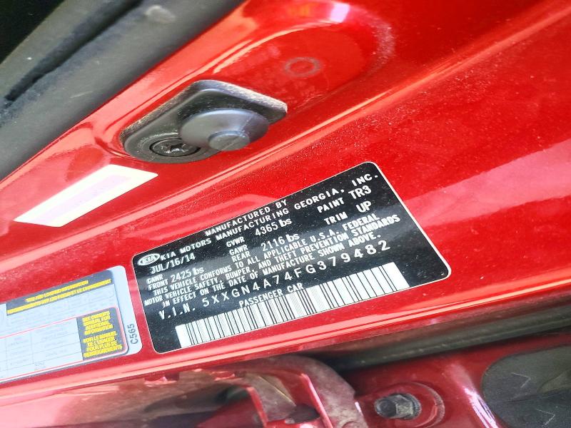 2015 Kia Optima მანქანა იყიდება აუქციონზე, vin: 5XXGN4A74FG379482, აუქციონის ნომერი: 57007286