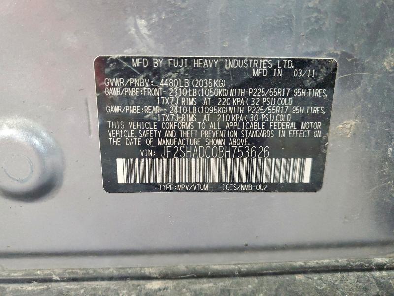 Aukcja sprzedaży 2011 Subaru Forester, vin: JF2SHADC0BH753626, numer aukcji: 56141606