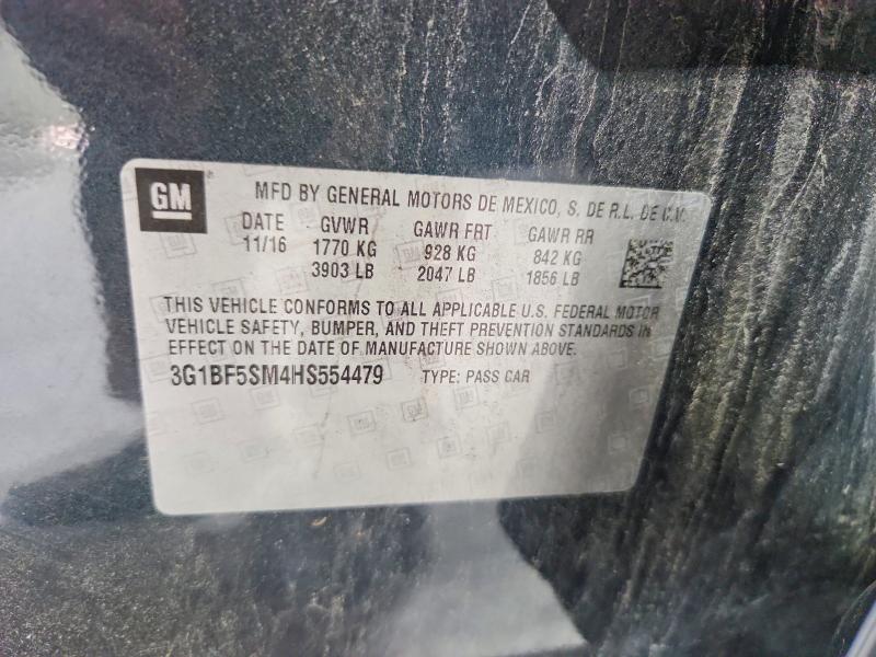 2017 Chevrolet Cruze მანქანა იყიდება აუქციონზე, vin: 3G1BF5SM4HS554479, აუქციონის ნომერი: 55737516