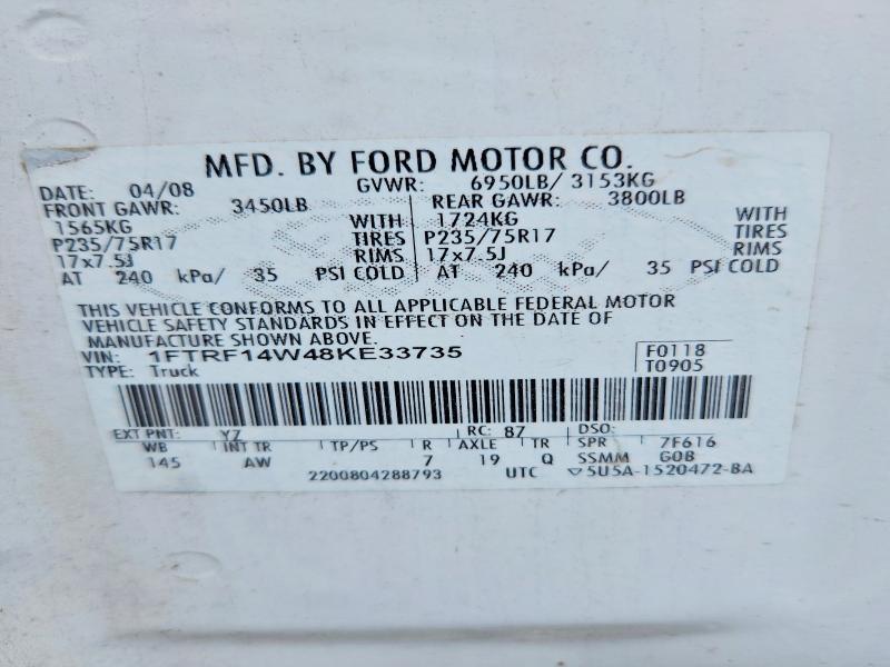 Продаж на аукціоні авто 2008 Ford F150, vin: 1FTRF14W48KE33735, номер лоту: 57380956