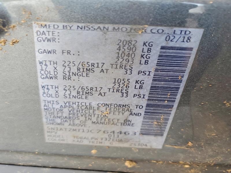 55518086 :رقم المزاد ، 5N1AT2MT1JC764463 vin ، 2018 Nissan Rogue مزاد بيع