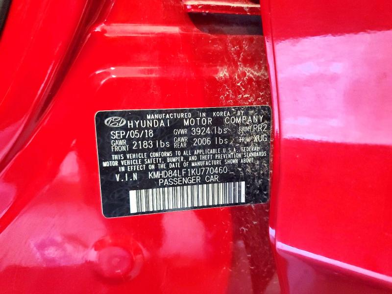 2019 Hyundai Elantra მანქანა იყიდება აუქციონზე, vin: KMHD84LF1KU770460, აუქციონის ნომერი: 57883396