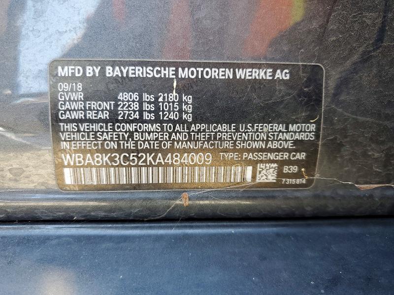 Aukcja sprzedaży 2019 Bmw 330xi, vin: WBA8K3C52KA484009, numer aukcji: 57273286