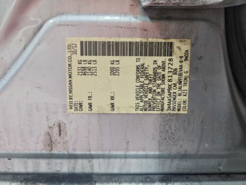 57368246 :رقم المزاد ، 1N4AA5AP9DC813728 vin ، 2013 Nissan Maxima مزاد بيع
