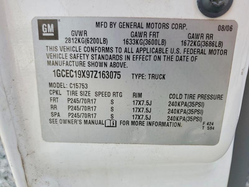 54945166 :رقم المزاد ، 1GCEC19X97Z163075 vin ، 2007 Chevrolet Silverado مزاد بيع