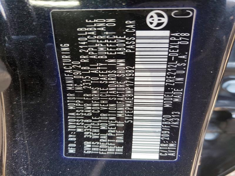 Продаж на аукціоні авто 2021 Toyota Corolla, vin: 5YFEPMAE8MP171982, номер лоту: 56763766