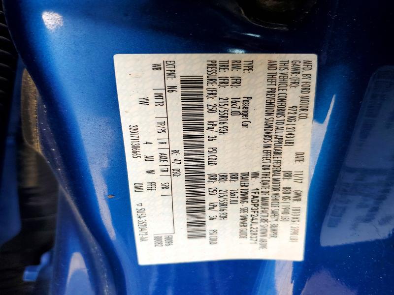2018 Ford Focus მანქანა იყიდება აუქციონზე, vin: 1FADP3F24JL228371, აუქციონის ნომერი: 57594296