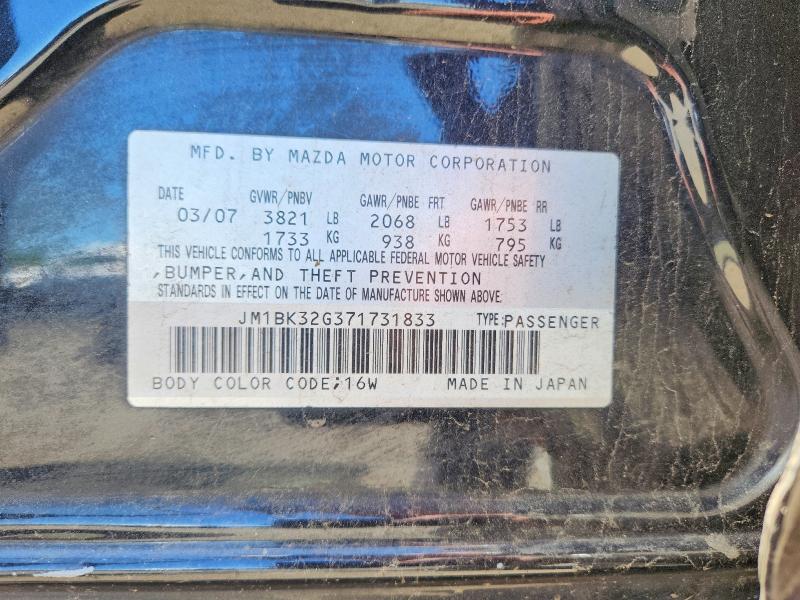 Aukcja sprzedaży 2007 Mazda 3, vin: JM1BK32G371731833, numer aukcji: 56087706