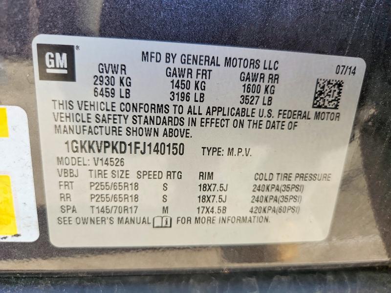 Продажа на аукционе авто 2015 Gmc Acadia, vin: 1GKKVPKD1FJ140150, номер лота: 54839516