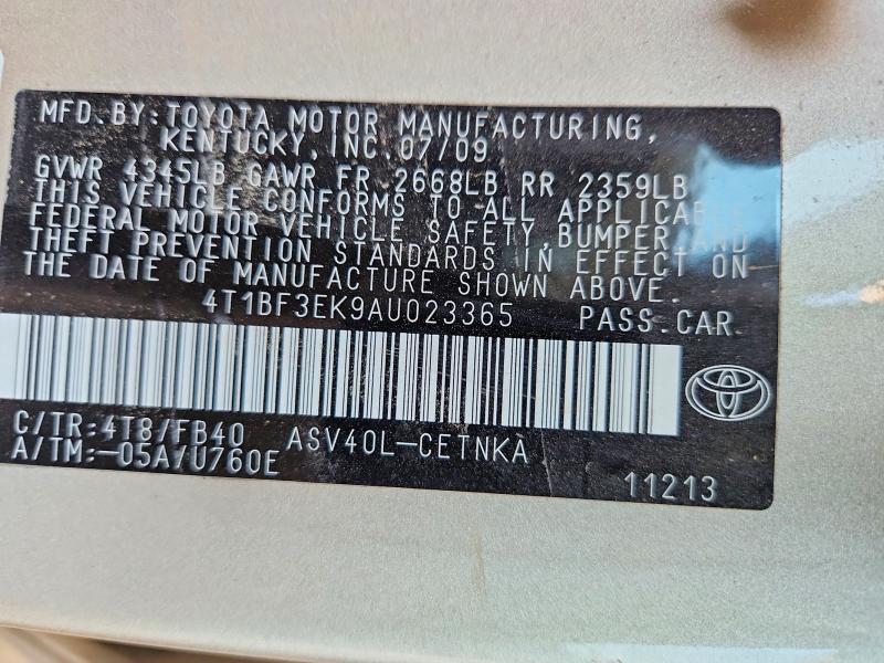 Продаж на аукціоні авто 2010 Toyota Camry, vin: 4T1BF3EK9AU023365, номер лоту: 57564096