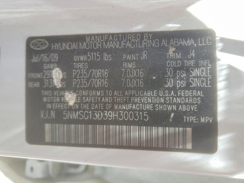 Продажа на аукционе авто 2009 Hyundai Santa Fe, vin: 5NMSG13D39H300315, номер лота: 56278766