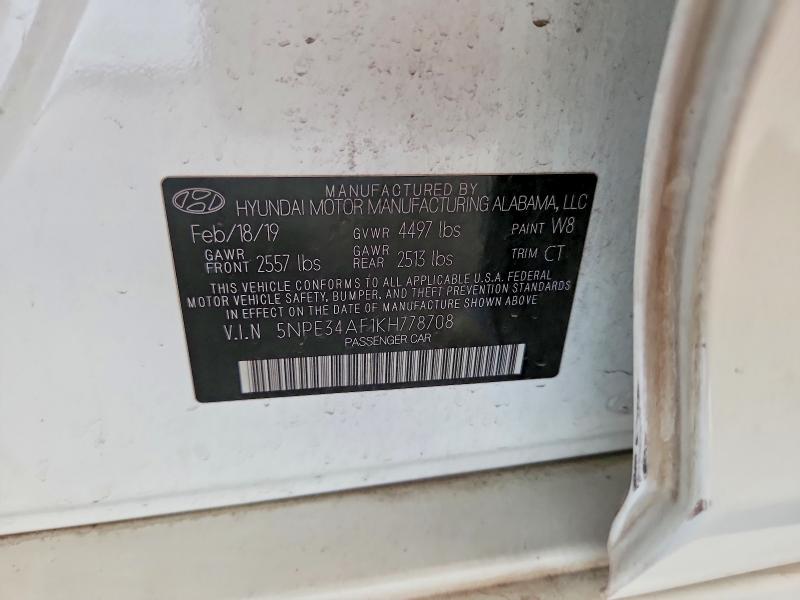 Продаж на аукціоні авто 2019 Hyundai Sonata, vin: 5NPE34AF1KH778708, номер лоту: 57579216