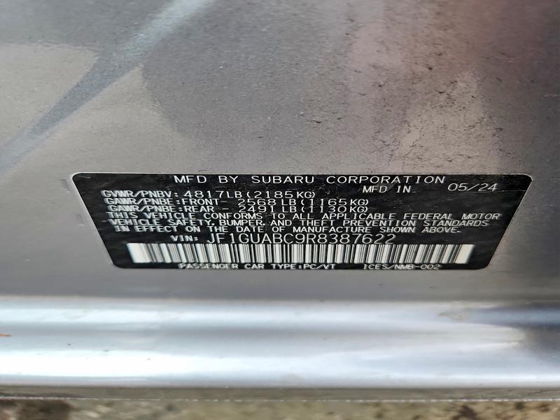 Aukcja sprzedaży 2024 Subaru Impreza, vin: JF1GUABC9R8387622, numer aukcji: 56996006