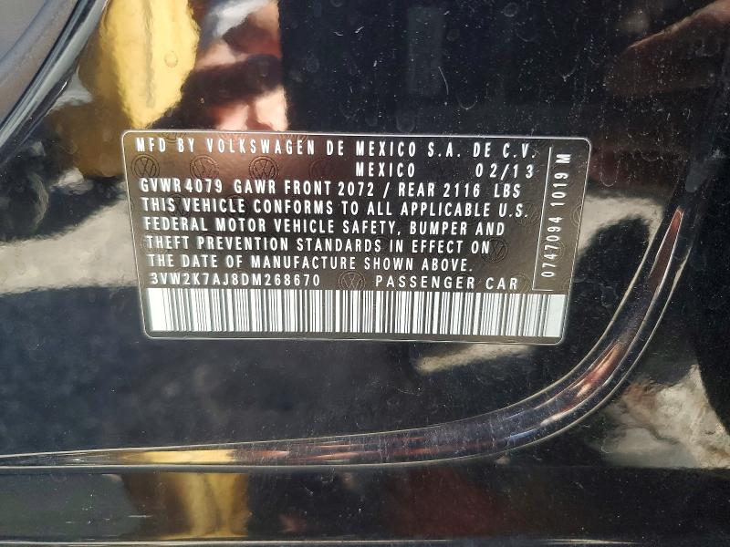Aukcja sprzedaży 2013 Volkswagen Jetta, vin: 3VW2K7AJ8DM268670, numer aukcji: 57226646