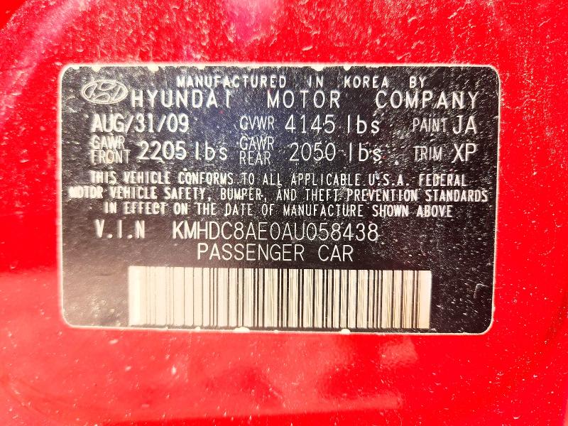 2010 Hyundai Elantra Touring მანქანა იყიდება აუქციონზე, vin: KMHDC8AE0AU058438, აუქციონის ნომერი: 56712686