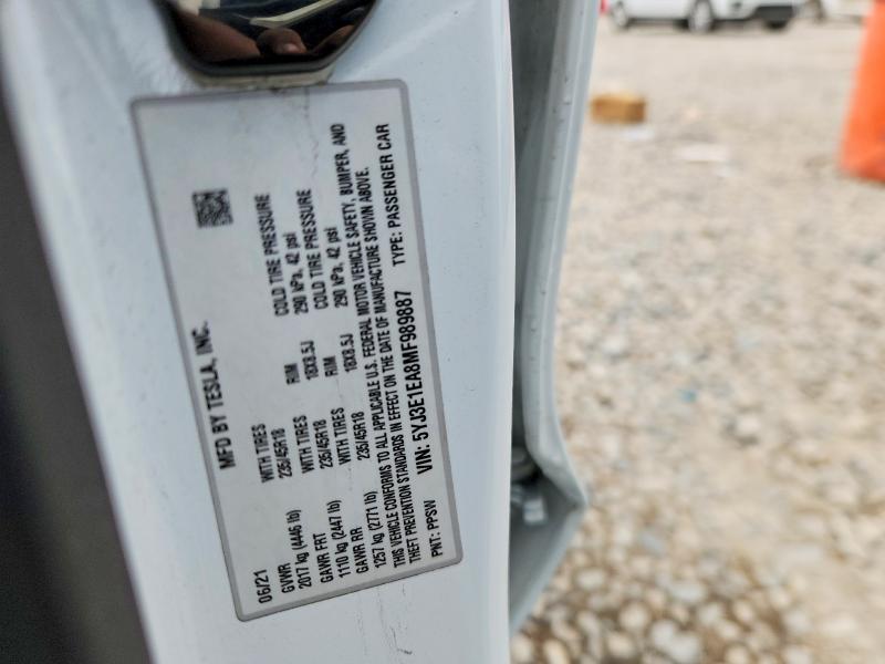 Aukcja sprzedaży 2021 Tesla Model 3, vin: 5YJ3E1EA8MF989887, numer aukcji: 58611456