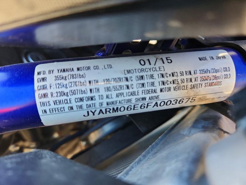 2015 Yamaha Fz07 მანქანა იყიდება აუქციონზე, vin: JYARM06E6FA003675, აუქციონის ნომერი: 58028196