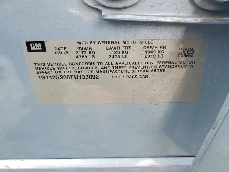 55642956 :رقم المزاد ، 1G1125S36FU133892 vin ، 2015 Chevrolet Impala مزاد بيع
