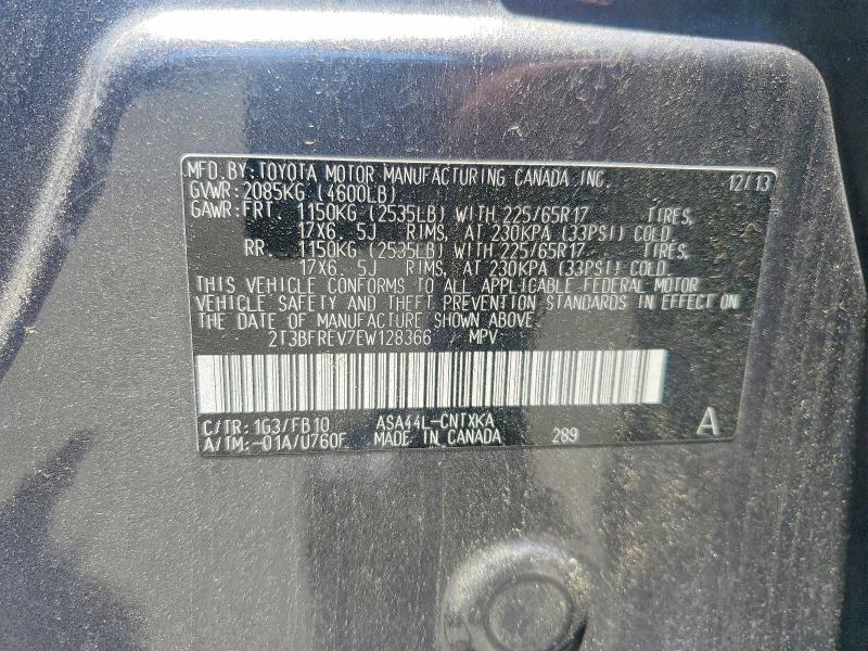 56660176 :رقم المزاد ، 2T3BFREV7EW128366 vin ، 2014 Toyota Rav4 مزاد بيع