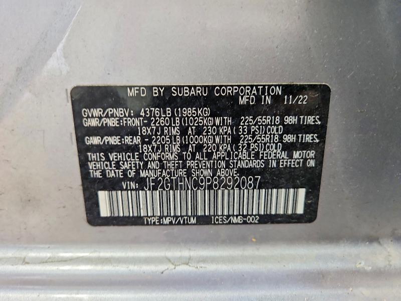 Aukcja sprzedaży 2023 Subaru Crosstrek, vin: JF2GTHNC9P8292087, numer aukcji: 55670306