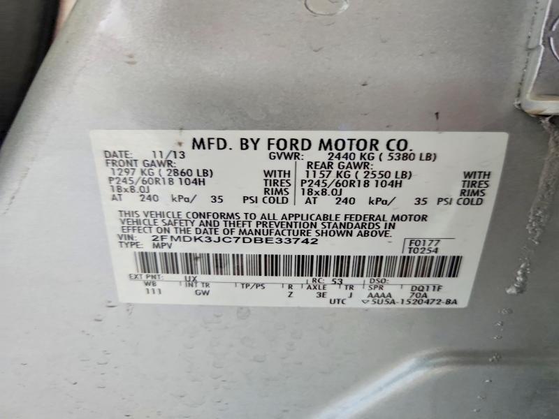 Продаж на аукціоні авто 2013 Ford Edge, vin: 2FMDK3JC7DBE33742, номер лоту: 59076086
