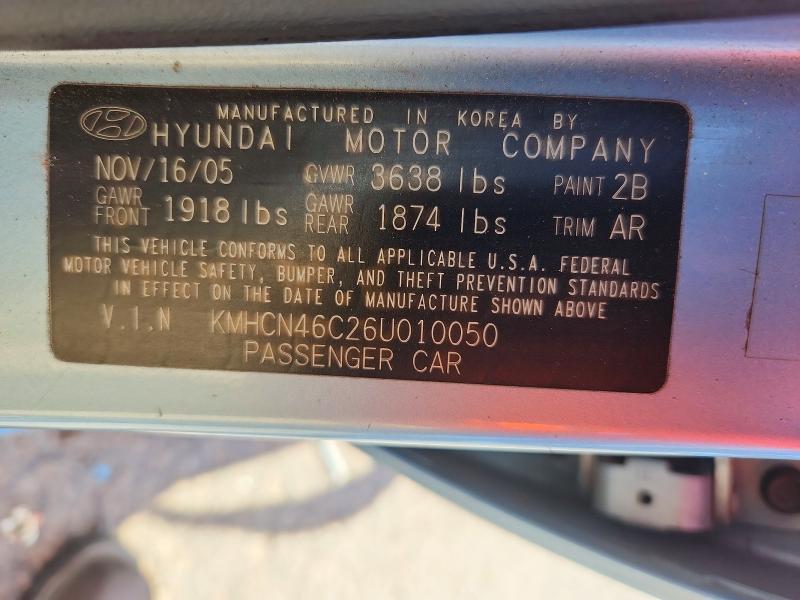 56139906 :رقم المزاد ، KMHCN46C26U010050 vin ، 2006 Hyundai Accent مزاد بيع