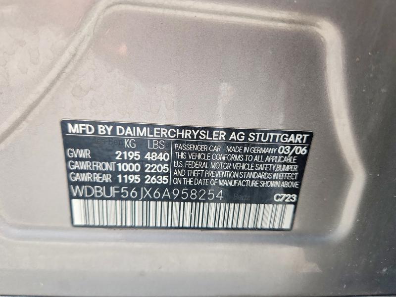 59099606 :رقم المزاد ، WDBUF56JX6A958254 vin ، 2006 Mercedes-benz E مزاد بيع