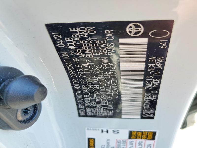 Aukcja sprzedaży 2021 Toyota Corolla, vin: JTDEAMDE3MJ031405, numer aukcji: 56288586
