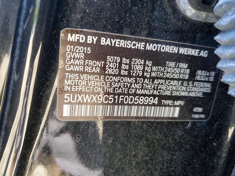 Продаж на аукціоні авто 2015 Bmw X3, vin: 5UXWX9C51F0D58994, номер лоту: 55921046