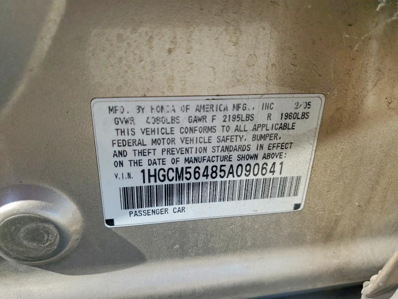 Aukcja sprzedaży 2005 Honda Accord, vin: 1HGCM56485A090641, numer aukcji: 57371506