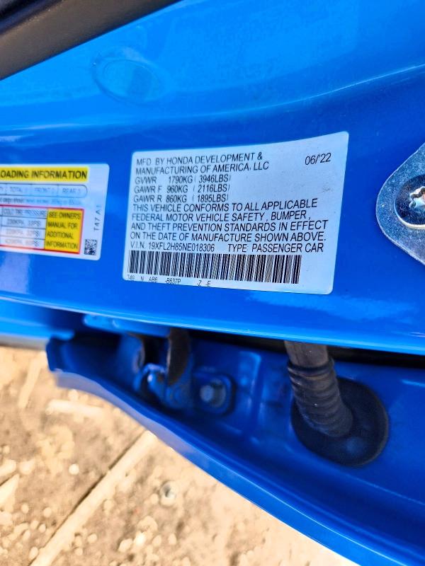 Aukcja sprzedaży 2022 Honda Civic, vin: 19XFL2H85NE018306, numer aukcji: 58226296