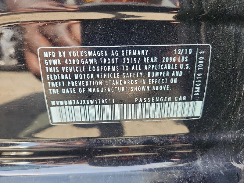 57523196 :رقم المزاد ، WVWDM7AJXBW179511 vin ، 2011 Volkswagen Golf مزاد بيع